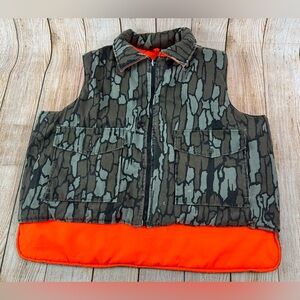 Vintage Sports Afield Hunting Vest Reversible Trebark Camo Blaze Orange Size XL